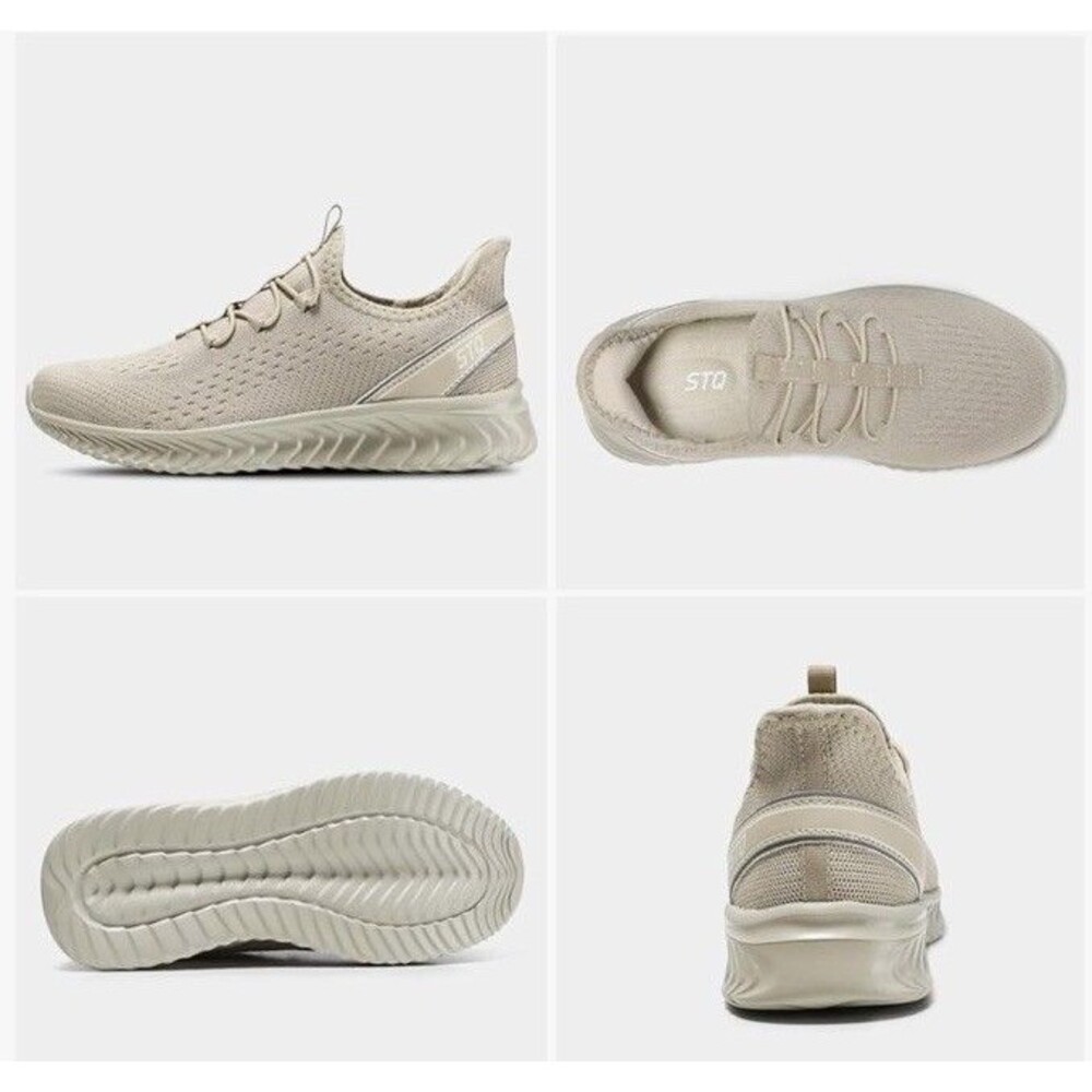 STQ Hands Free Walking Shoes Women 8 Taupe Comfort Sneakers Arch Support NWT